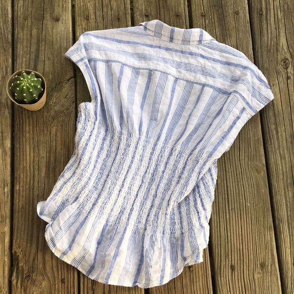 Anthropologie Maeve Blue & White Top Sz Small - Picture 5 of 8